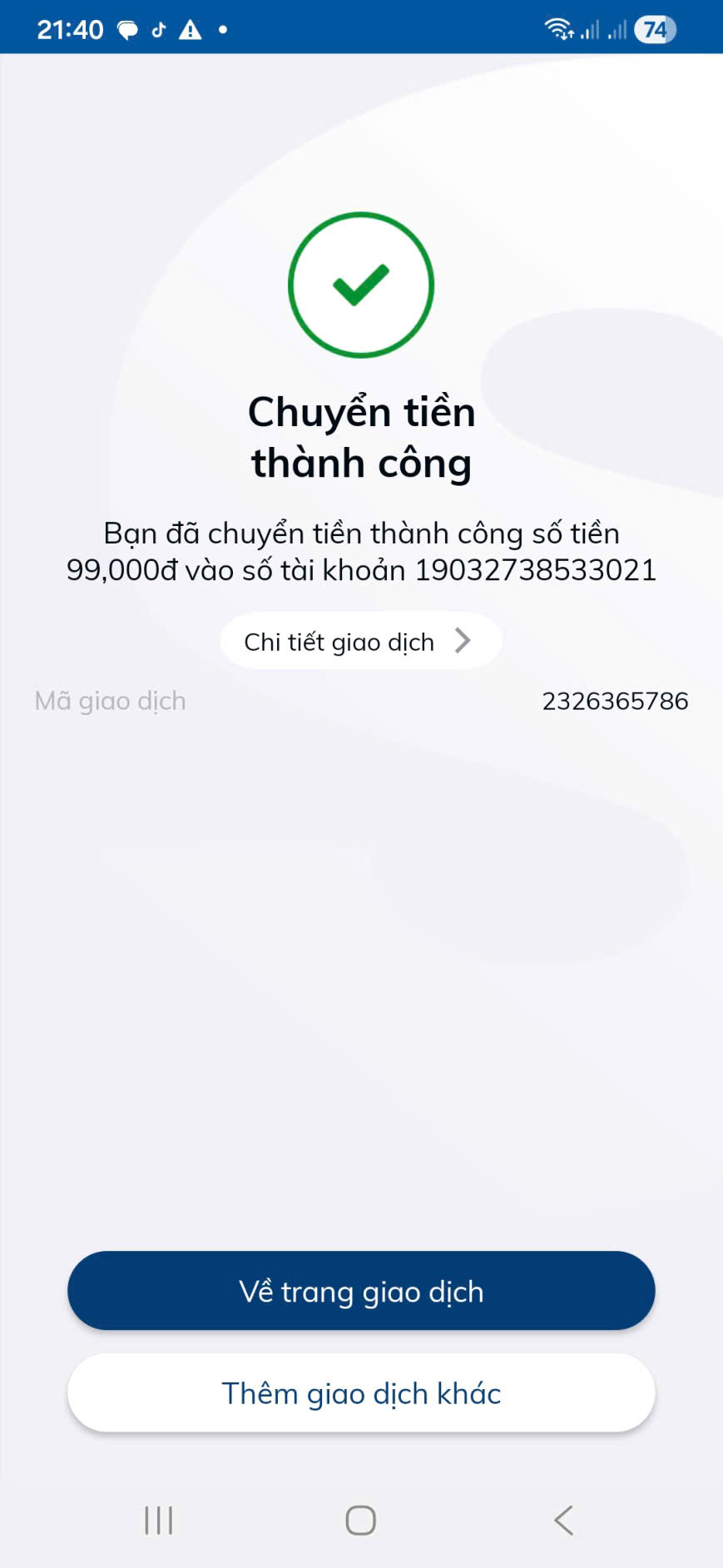 Giao dịch thành công